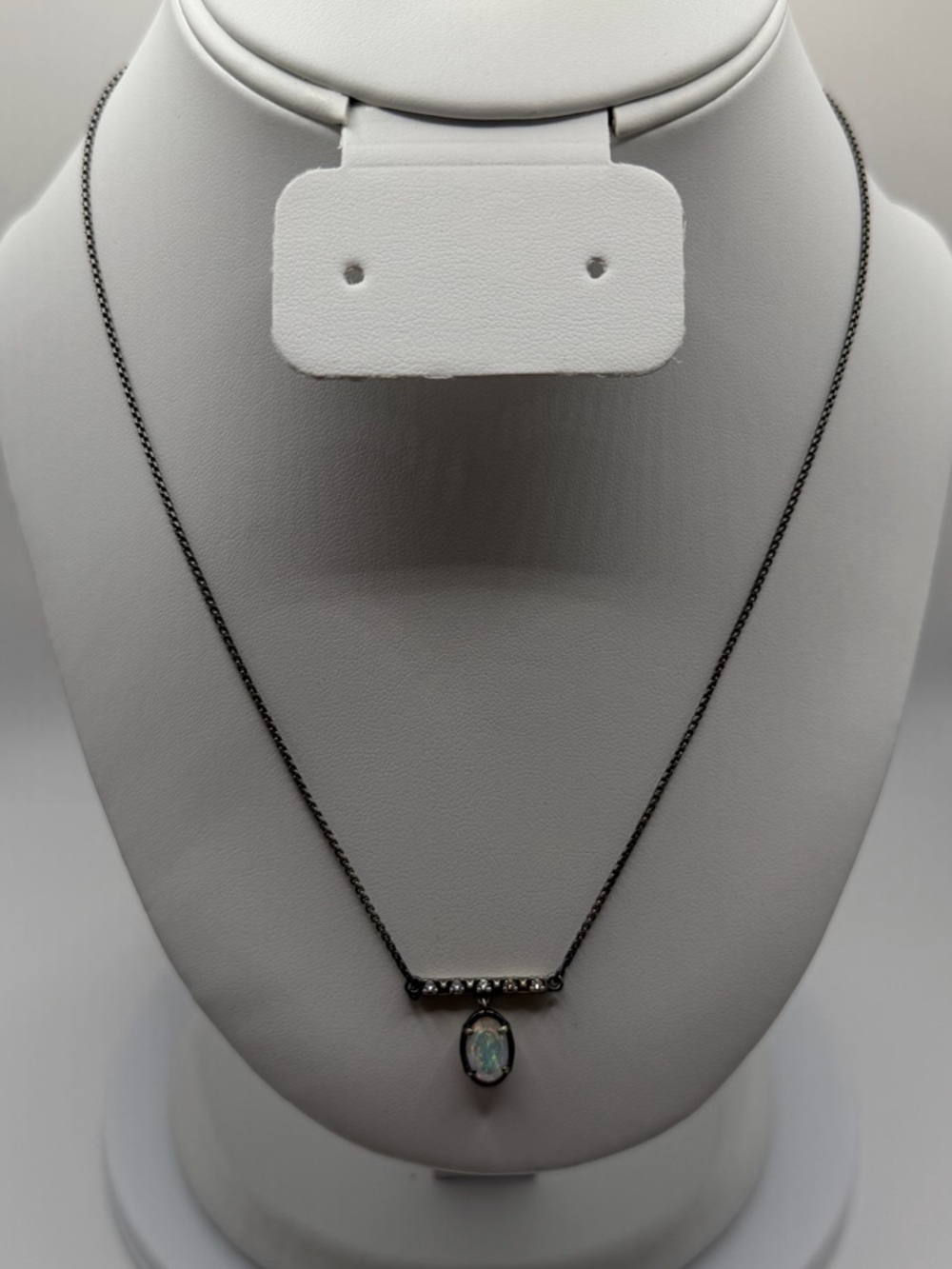 Kendra Scott Antique Brass Fischer Necklace with White Kyocera Opal - Picture 4 of 8